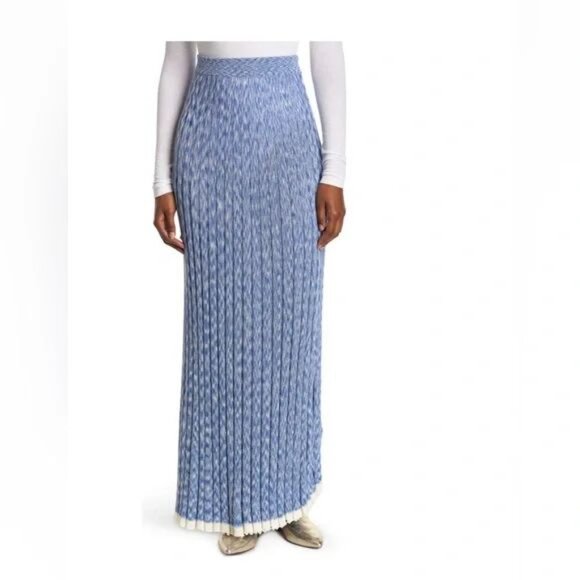 Free People Gold Coast Knit Maxi Skirt in Bottle Blue, size Medium - Picture 3 of 13